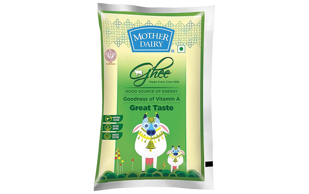 Mother Dairy Ghee (Made From Cow Milk)   Pouch  1 litre